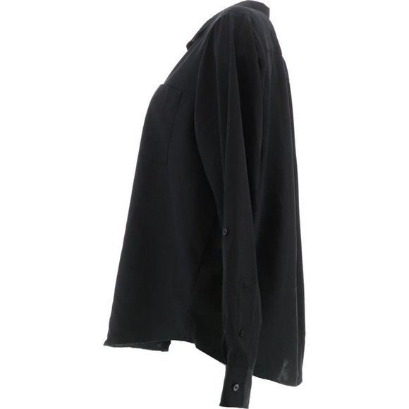 NWT LANDS' END LONG SLEEVE ROLLED TAB SLEEVE SOFT BLOUSE‎ BLACK 14P (PETITE) - Picture 3 of 11